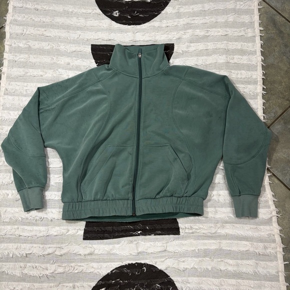 Lululemon Brushed Softstreme Full Zip Smoked Spruce Sz 6 Preppy Gorpcore Casual - Picture 2 of 13